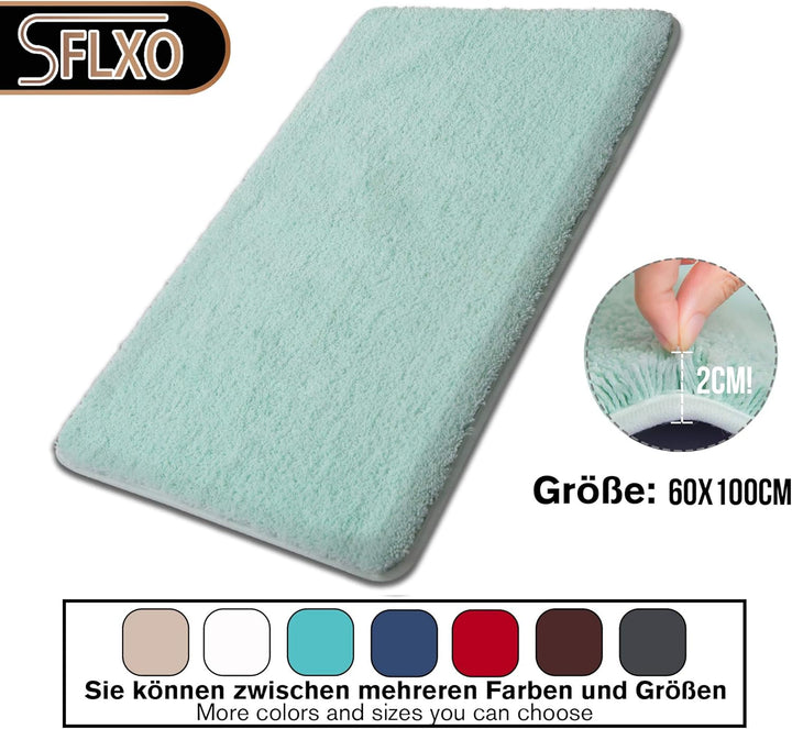 SFLXO Badematte 100cm x 60cm rutschfest-Badvorleger Maschinenwaschbar Anti-Rutsch Badteppich Weich W