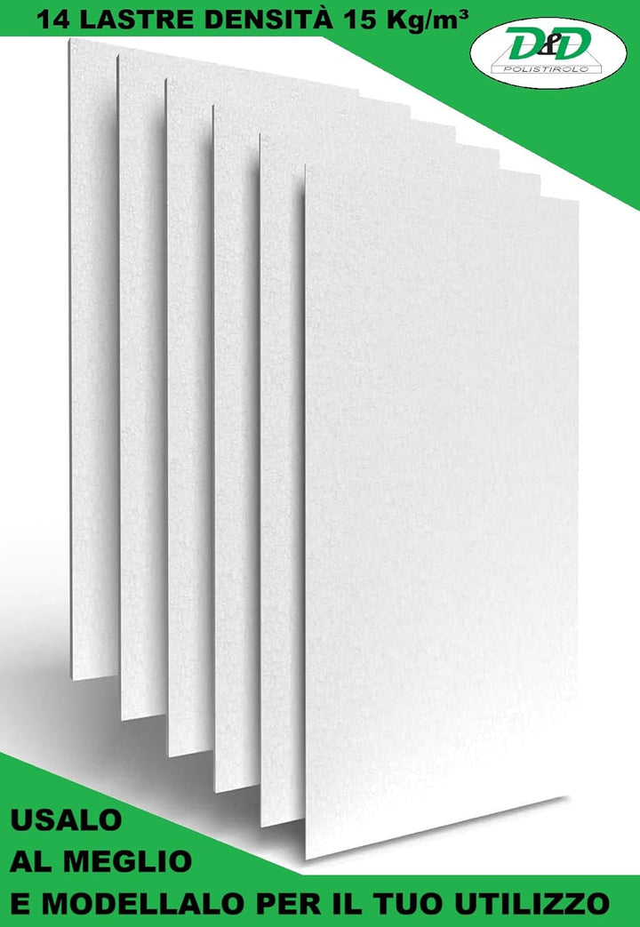 D. & D. Polystyrol Mehrzweck-Polystyrol-Platten 100 cm x 50 cm, Dichte 15 kg/m³ (14 Stangen à 2,5 cm