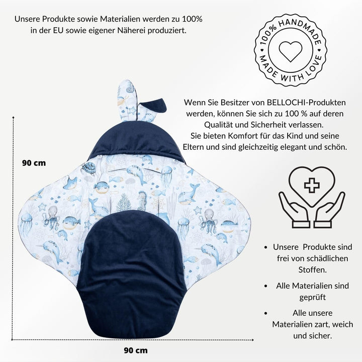 Bellochi Universal Baby Einschlagdecke für Babyschale und Autositz Kinderwagendecke Fusssäck aus Bau