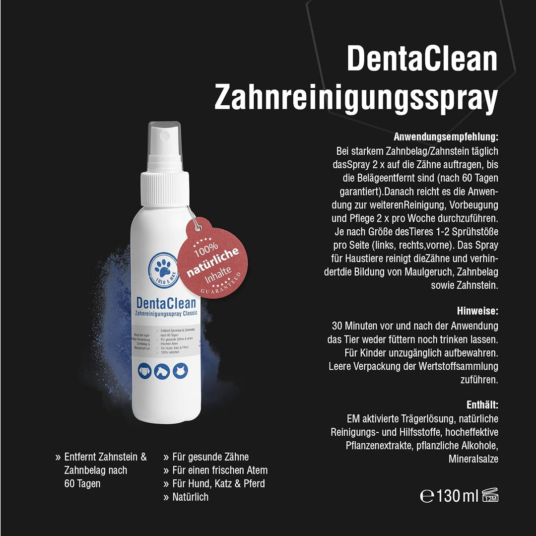 Lolo & Max DentaClean Spray Classic – Zahnreinigungsspray Für Tiere - Zahnpflege und Dentalspray Für