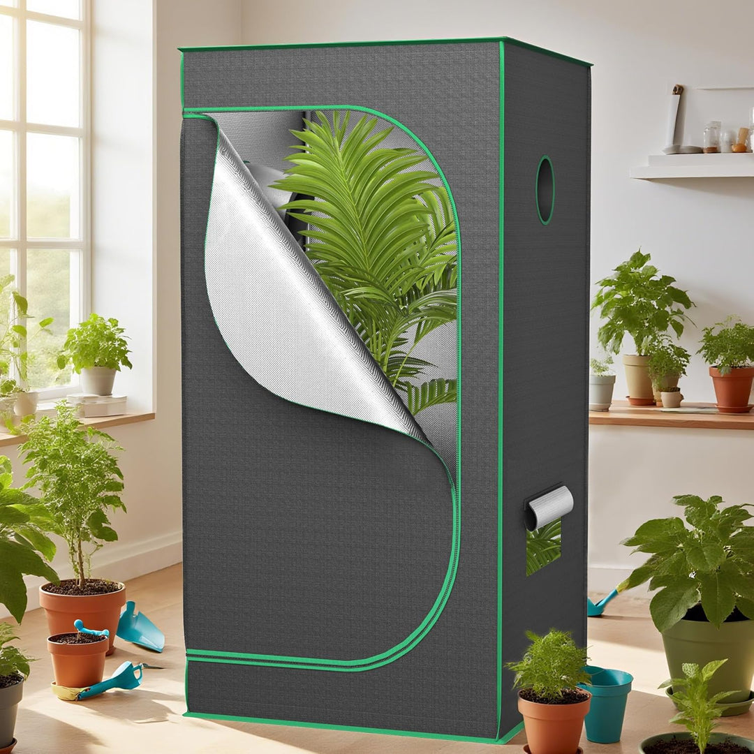 Growzelt 100x100x200 cm Grow Tent mit Reflektierende Mylar Lichtdicht Wasserdicht Zuchtzelt Growroom