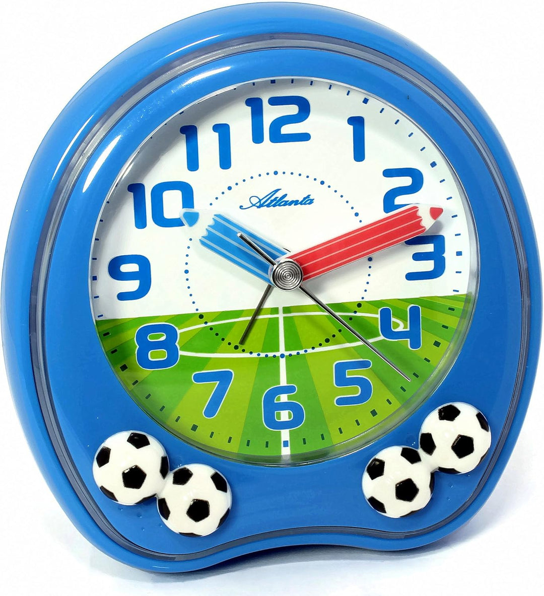 Atlanta Kinderwecker ohne Ticken mit Armbanduhr Fussball - 1719/5 KAU Blau, Blau
