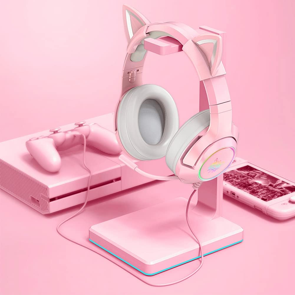 Gaming-Headset Pink, Niedliches Katzenohr-Headset, 7.1-Surround-Sound-Gaming-Headset Mit Einstellbar