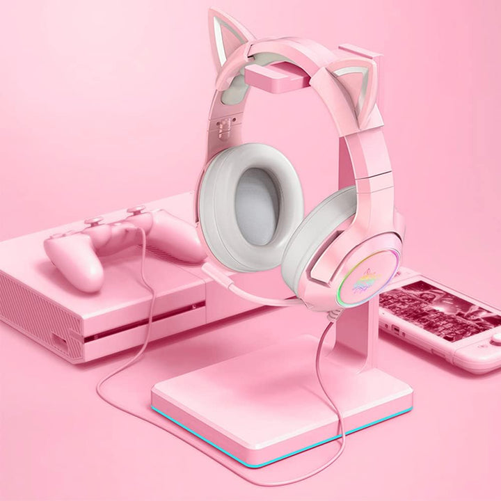 Gaming-Headset Pink, Niedliches Katzenohr-Headset, 7.1-Surround-Sound-Gaming-Headset Mit Einstellbar