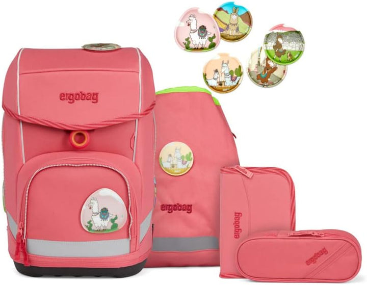 ergobag Cubo Set Ergonomischer Schulrucksack, 5 Stück S Rosa, S Rosa