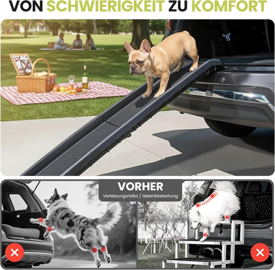 all Pets United® Hunderampe klappbar Hundetreppe Hunde- & Katzentreppe Rampe Einstiegshilfe für Koff