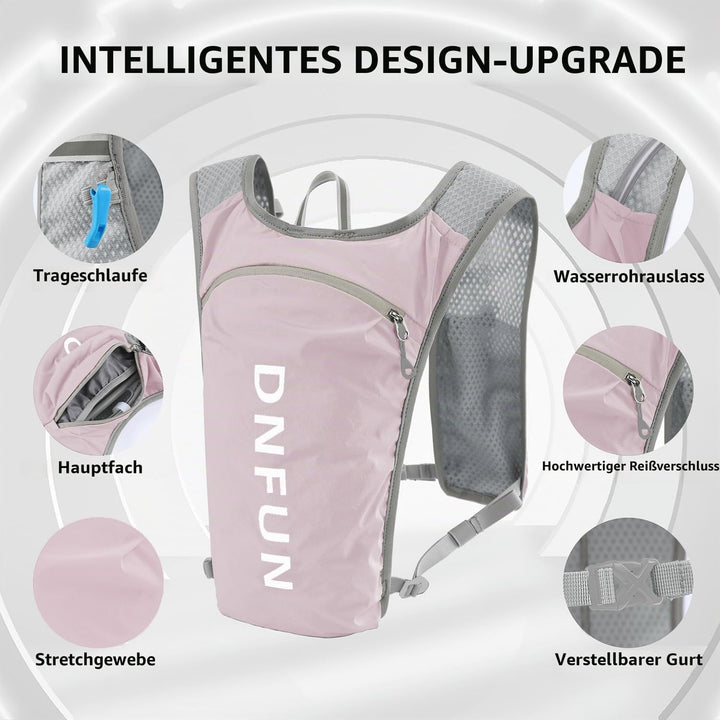 DNFUN Laufweste Damen Herren,verstellbare Trinkweste mit 1.5L Trinkflasche,5L Running Vest Trinkruck