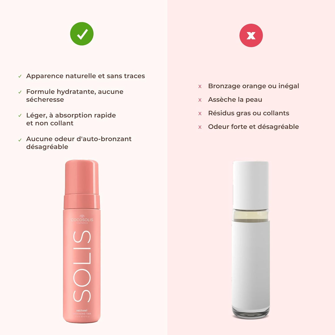 COCOSOLIS SOLIS Instant Weekend Tan Selbstbräuner für Gesicht und Körper, Mousse mit Sofort Effekt u