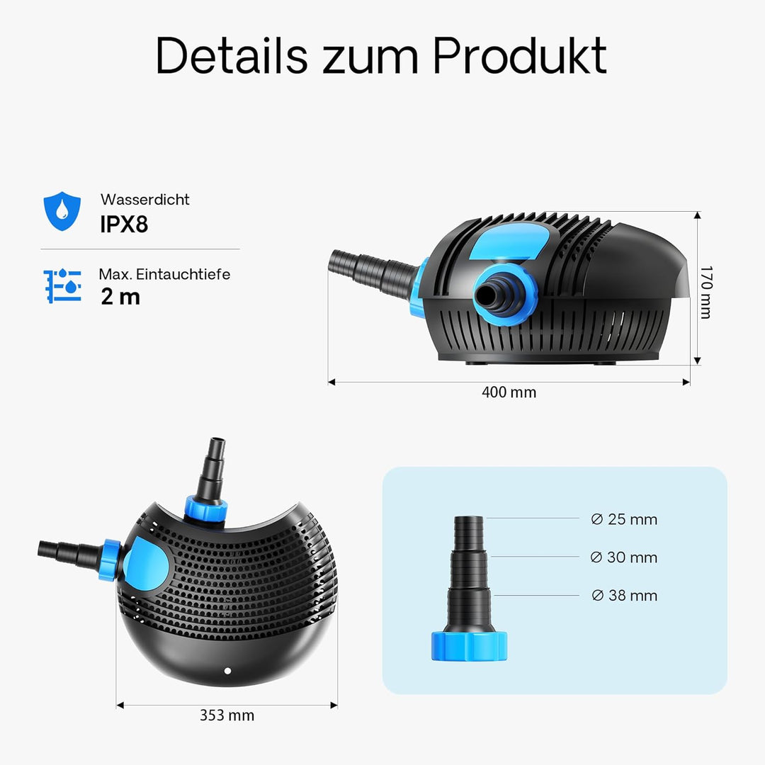 SunSun CTF-1400B SuperECO Bachlaufpumpe Filterpumpe 14000l/h 120W