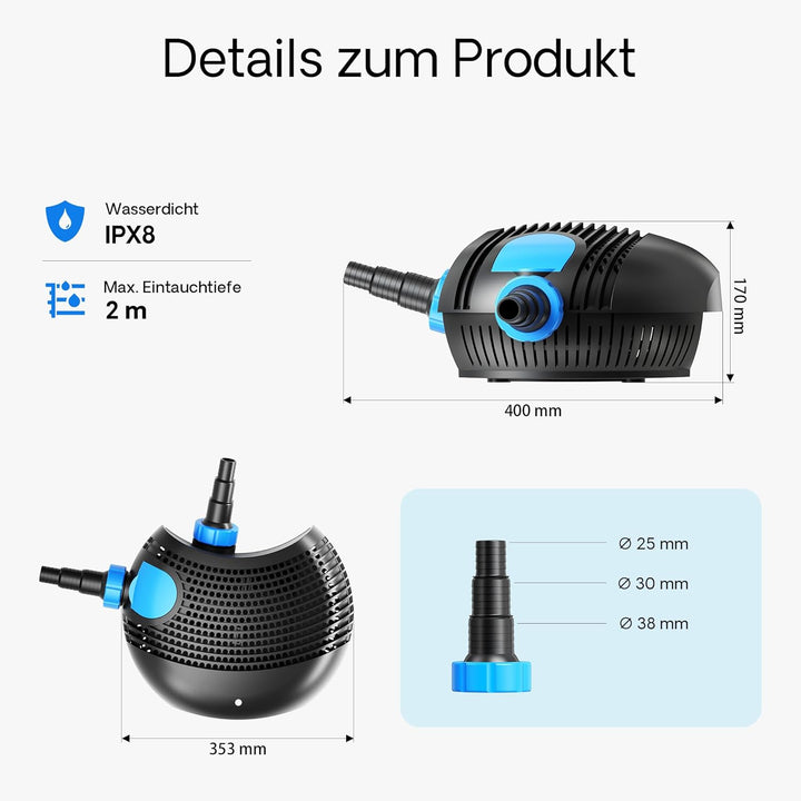 SunSun CTF-1400B SuperECO Bachlaufpumpe Filterpumpe 14000l/h 120W