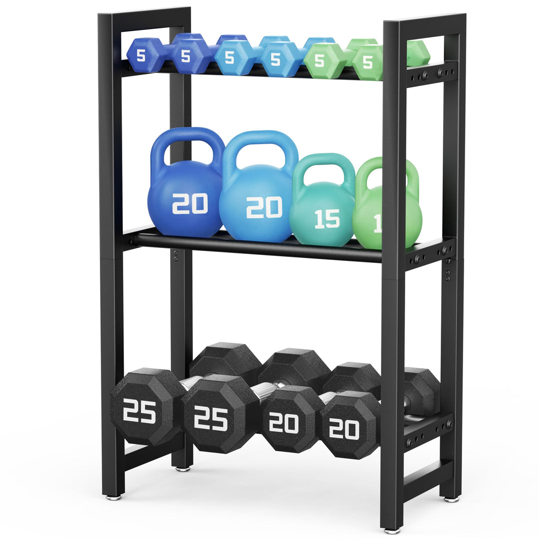 Verstellbarer Dreistöckiger Hantelständer 50cm Adjustable Kurzhantelständer 3 Ebenen Hantelablage (O