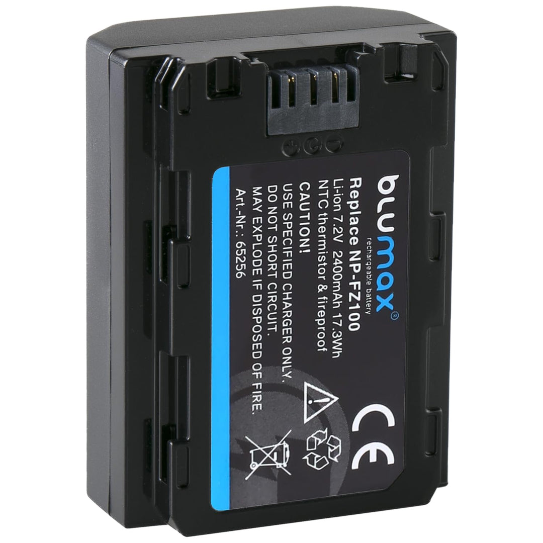 Blumax Akku ersetzt Sony NP-FZ100 | 2400mAh - für Sony Alpha Sony FX30-7 IV 7c 7RIV 7RV 7RIII ZV-E1