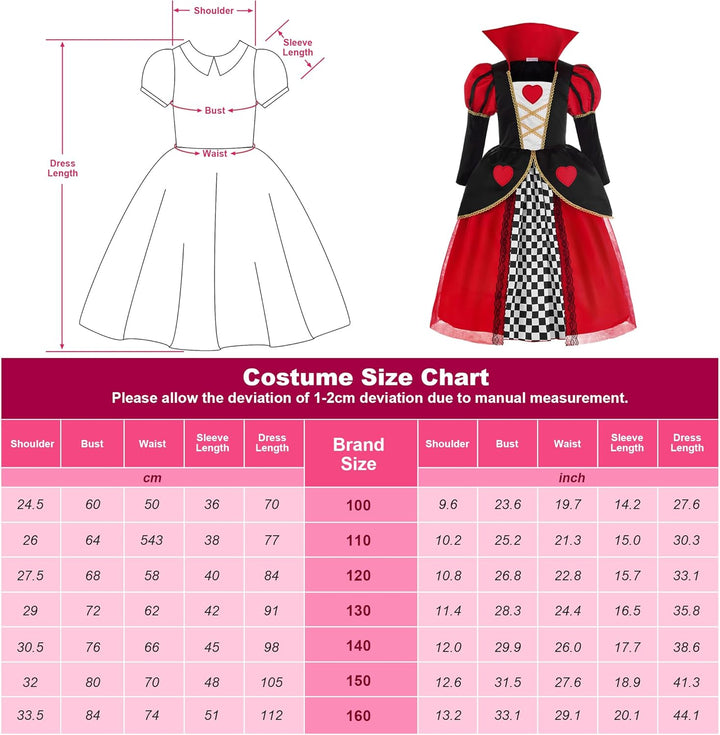 ReliBeauty Herzen Kleid Kostüm Kinder mit Krone Karneval Halloween