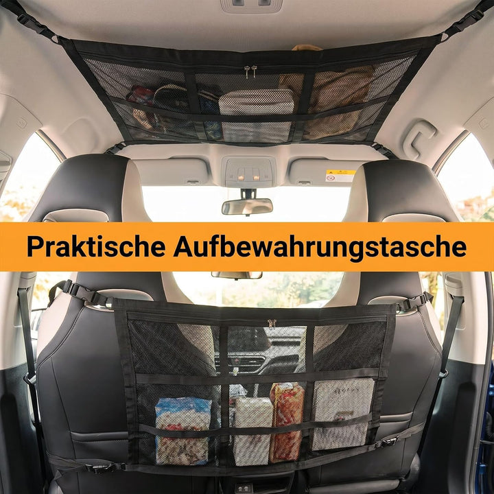 Hundegitter Auto Mit Aufbewahrungstaschen Trennnetz Hund, 78x53 cm Universal-Doppelschicht-Mesh Tren