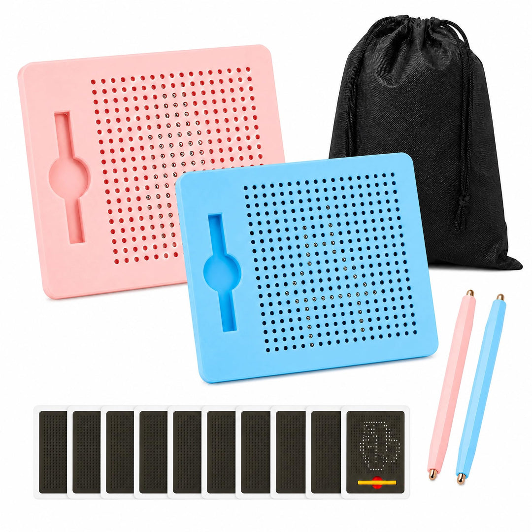 2 Stück Magnetische Zeichentafel, Stahlkugel Magnetspiel mit magnetischem Stift, Zaubertafel, Pädago