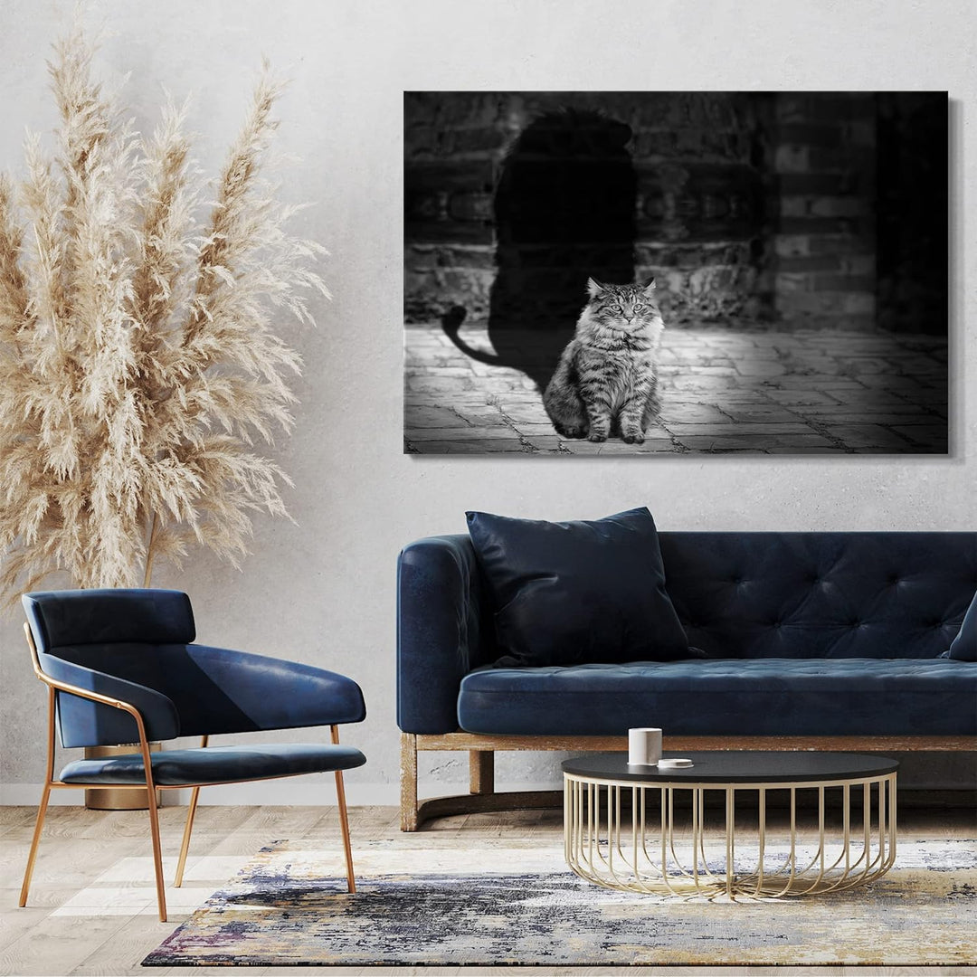 Printed Paintings Leinwand (120x80cm): Katze getigert mit Schatten Katzenbilder 120x80 cm, 120x80 cm