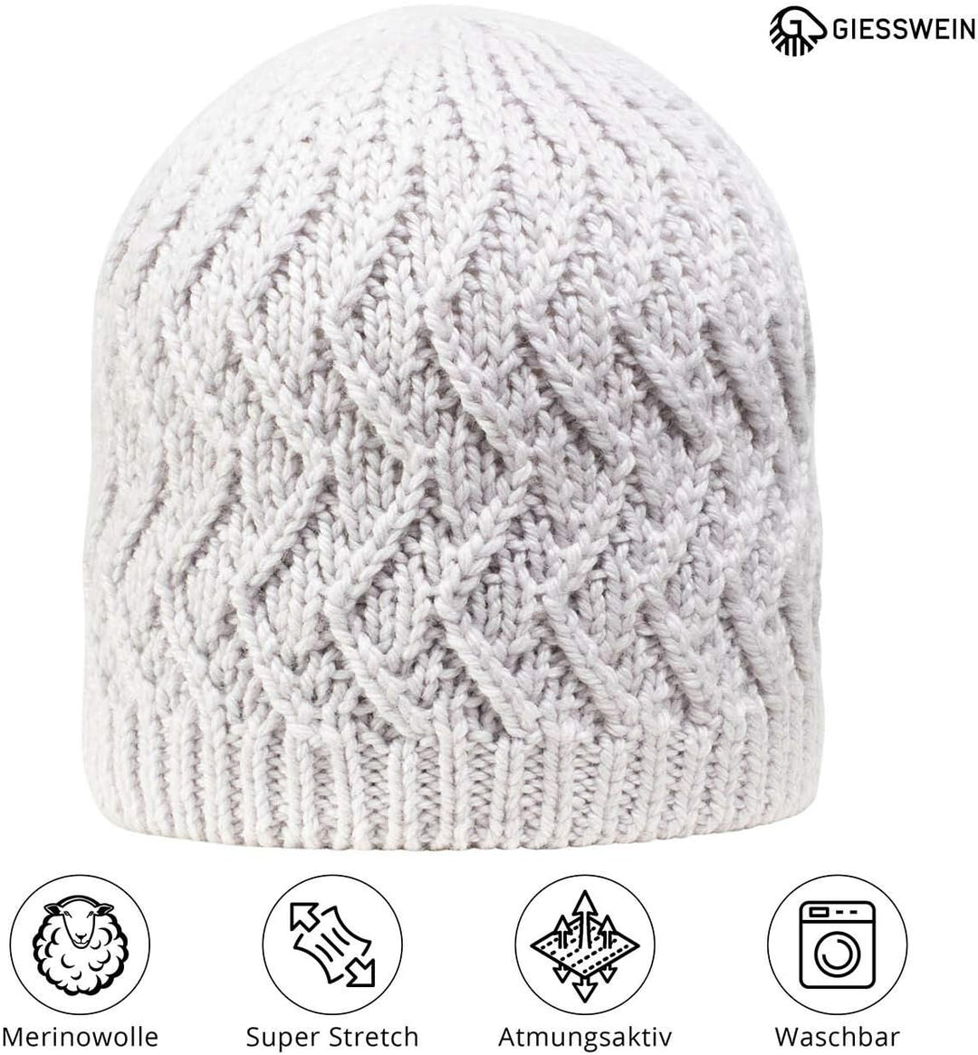 GIESSWEIN Beanie Kreuzeck - Merino-Mütze für Damen & Herren, Warme Strickmütze mit Fleece-Futter, Un