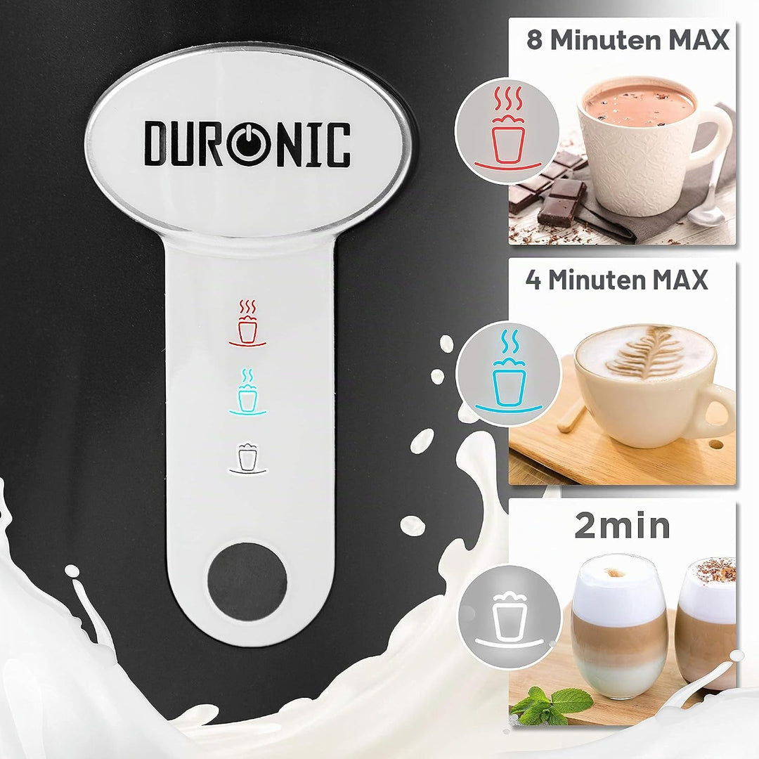 Duronic MF500 BK elektrischer Milchaufschäumer, 500 ml Behälter Milchaufschäumer Induktion, automati