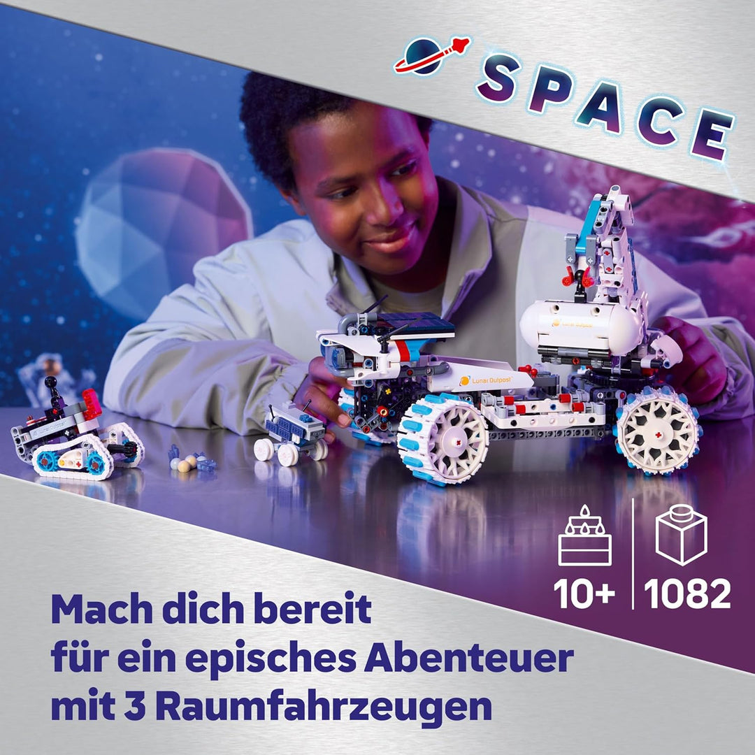 LEGO Technic Lunar Outpost Mondrover-Raumfahrzeug - Interaktives Spielzeug - Kran und Sonnenkollekto