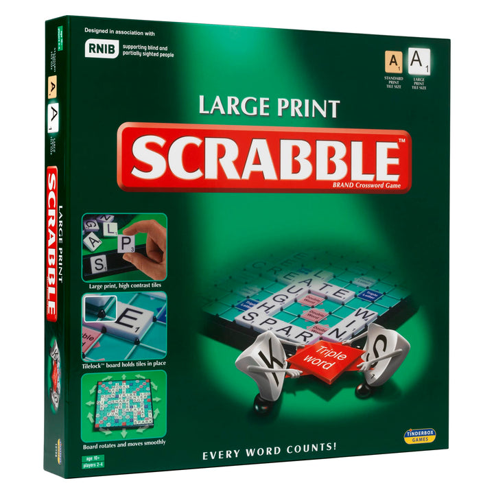 Ideal | Grosses Print Classic Scrabble: Extra grosses Brett mit klarem, grossgedrucktem Text und Buc