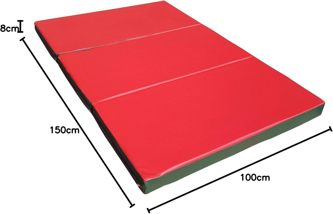Turnmatte Klappbar 150 x 100 x 8 cm, RG-25, Gymnastikmatte, (25kg/m³), MADE IN GERMANY Rot/Grün, Rot