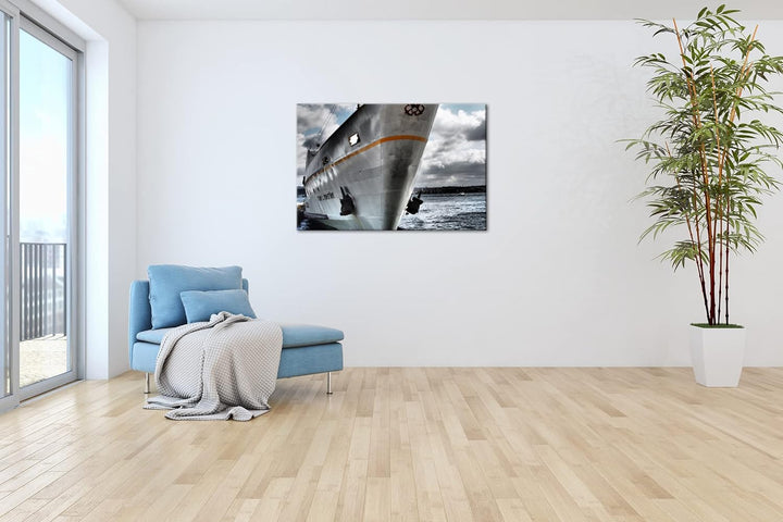 deyoli gigantisches Schiff am Meer im Format: 80x60 als Leinwandbild, Motiv fertig gerahmt auf Echth