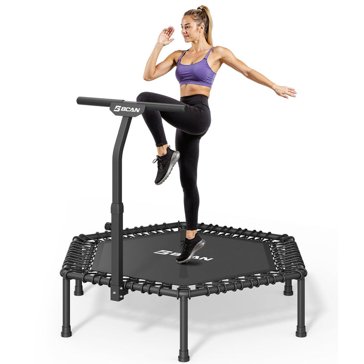BCAN Fitness Trampolin Indoor Ø 122/130 cm, Trampolin Erwachsene bis 250 kg, Bodentrampolin mit vers