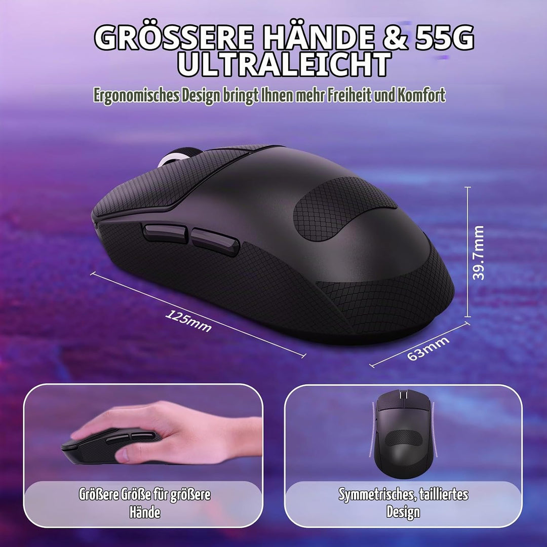 MAMBASNAKE X Attack Shark X8SE 55g ultraleichte kabellose Gaming-Maus mit Band–25000 DPI,PAW3311 Sen
