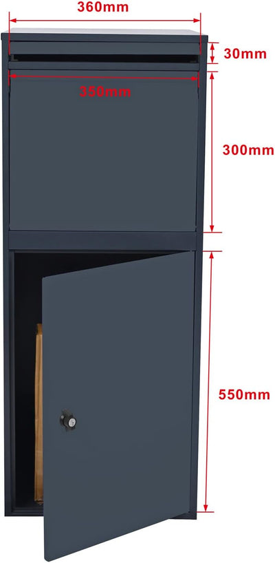 Wiltec Paketkasten grau 410 x 380 x 1020 mm, Paketbox Zuhause, Private Paketannahme passend für Pake
