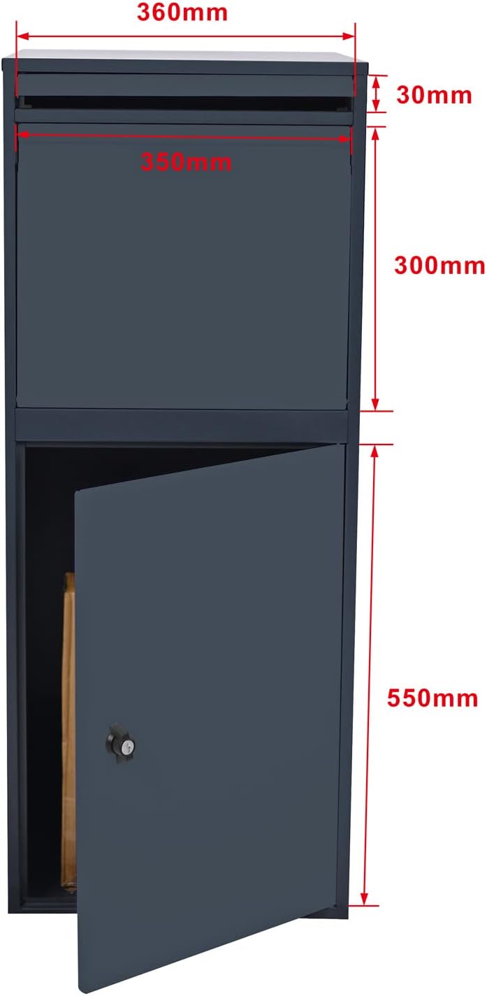 Wiltec Paketkasten grau 410 x 380 x 1020 mm, Paketbox Zuhause, Private Paketannahme passend für Pake