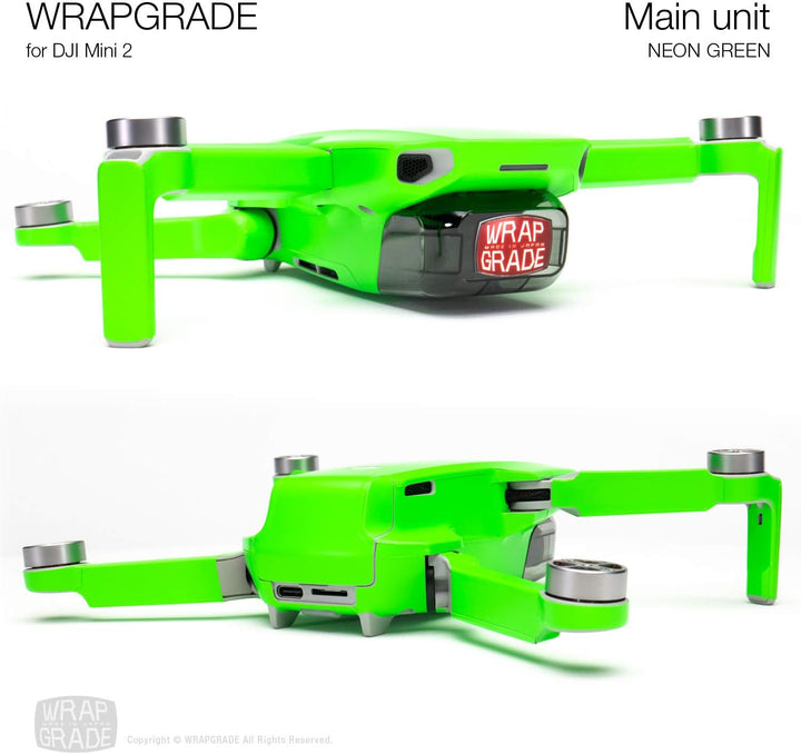 Wrapgrade Skin Sticker Set Kompatibel mit DJI Mini 2 (NEON Green), Neon Green