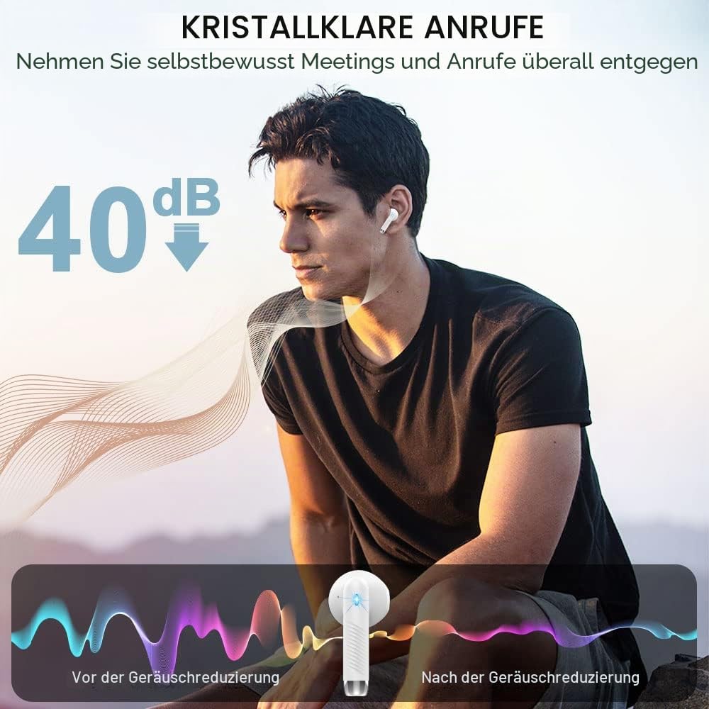 Bluetooth 5.3 Kopfhörer In Ear Kopfhörer Kabellos Bluetooth mit ENC Dual Mic, 2022 Kabellose Kopfhör