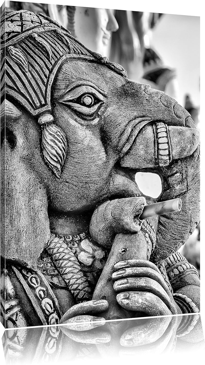 Pixxprint Elefantengottheit in Thailand / 100x70cm Leinwandbild bespannt auf Holzrahmen/Wandbild Kun