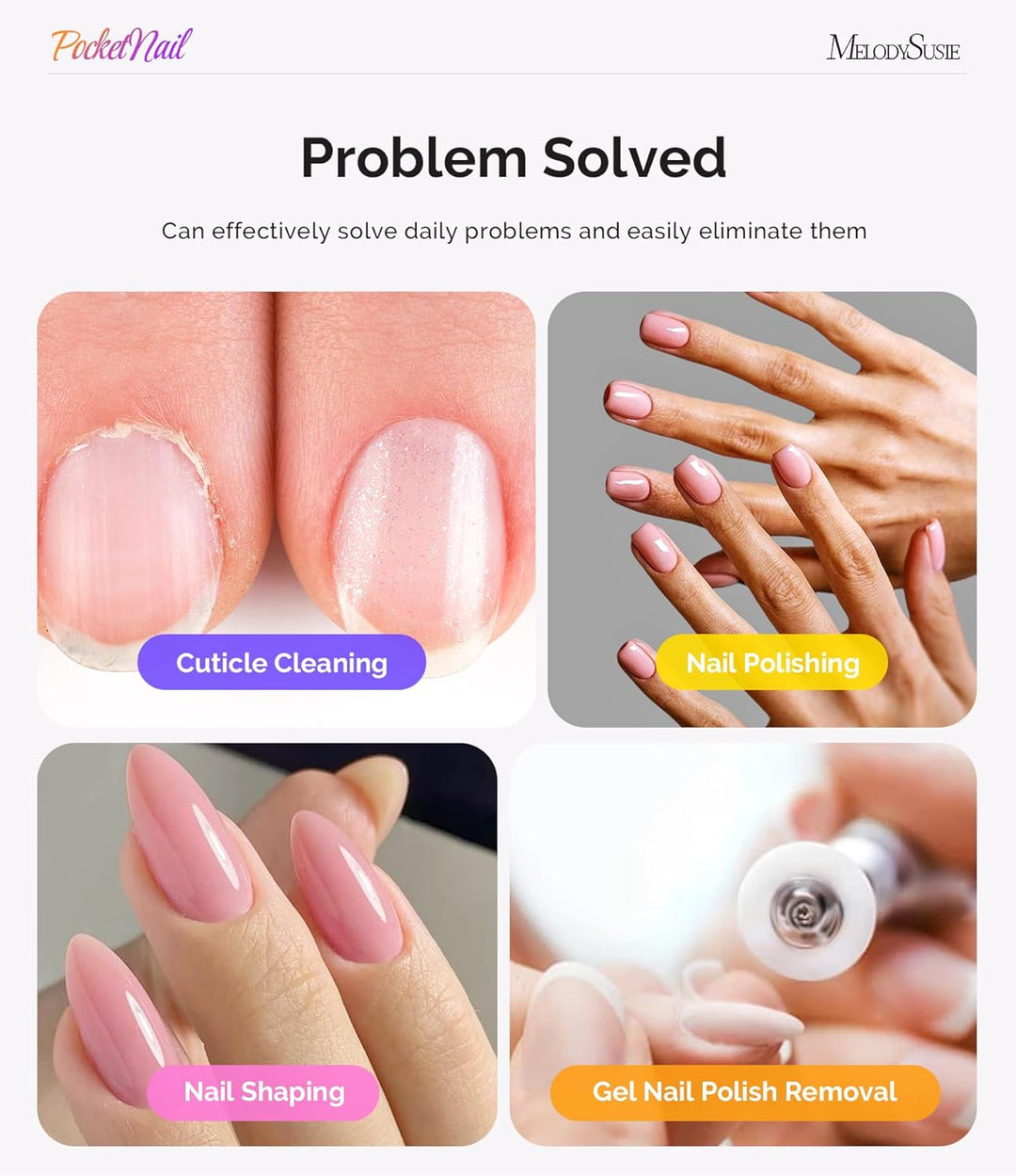 MelodySusie Nagelfräser Kabellos, Elektrische Nagelfeile Fräser für Gelnägel Acrylnägel, PC100GR Nai