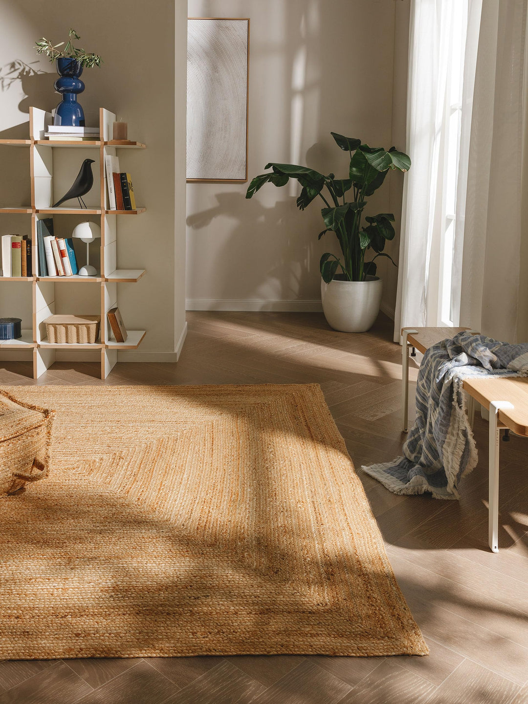 benuta NATURALS Juteteppich Jutta Hellbraun 160x230 cm - Moderner Teppich für Wohnzimmer, 4053894838