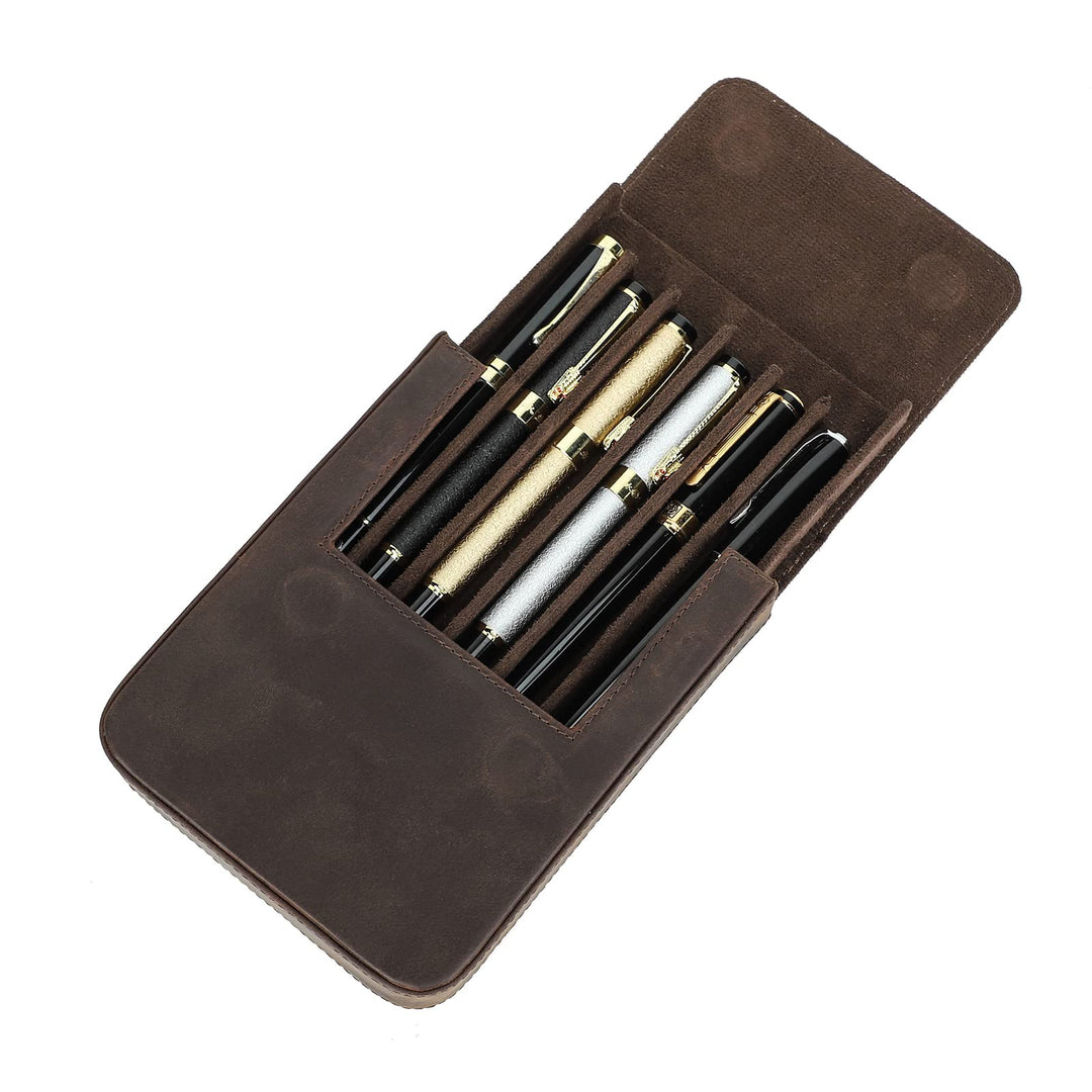 Contacts Stifteetui Leder für 6 stifte,Handgefertigt Vintage-Stifthalter, Stift-Schutzhülle für Reis