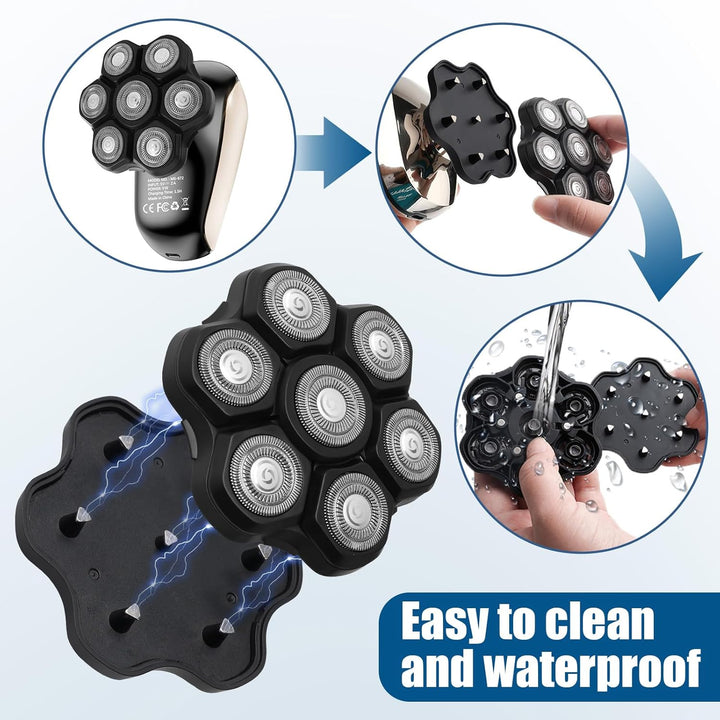 7D Magnetischer Rasierkopf für Universal Kopfrasierer Herren Wasserdichter Ersatzrasierkopf mit, gla
