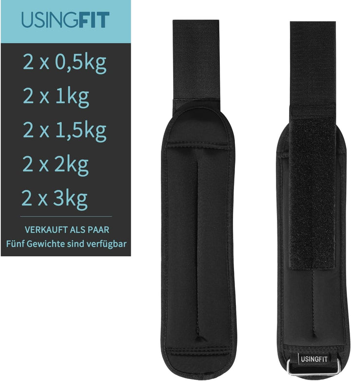 USINGFIT gewichtsmanschetten fuss gewichte für beine und arme 2 * 0,5Kg / 2 * 1Kg / 2 * 1,5Kg / 2 *