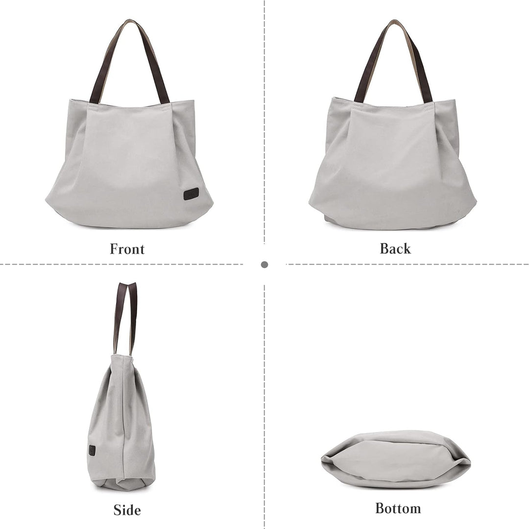 PORRASSO Grosse Schultertasche Canvas Hobo Taschen Damen Handtasche Fraue Shopper Tote Henkeltasche