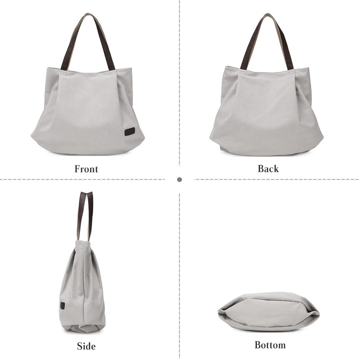 PORRASSO Grosse Schultertasche Canvas Hobo Taschen Damen Handtasche Fraue Shopper Tote Henkeltasche