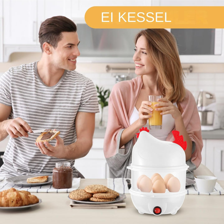 Eierkocher, mit 2 Einsätzen, Grosser Hühner-Design Eierkocher Für Frühstück Mittagessen Abendessen K