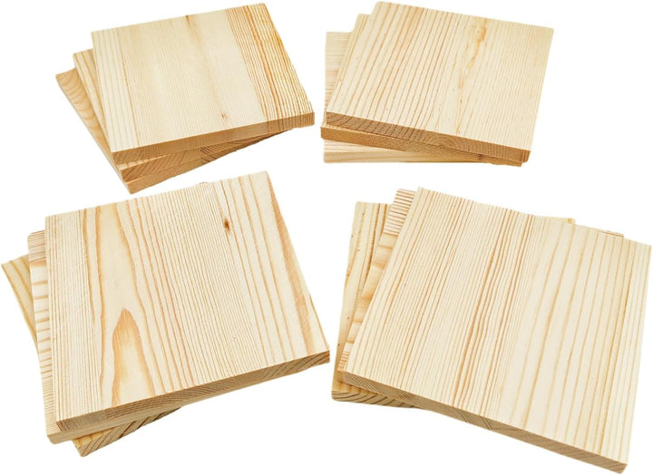 Unlackierte quadratische Holzblöcke zum Basteln, 10 x 10 x 0,8 cm, blanko, dünne Holzquadrate aus Ki