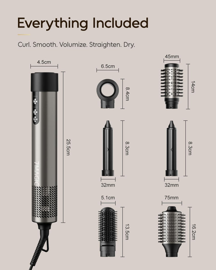 6 in 1 Airstyler, Ionen Föhn, Multifunktionaler Hairstyler, 110000 U/Min, Professioneller Warmluftbü