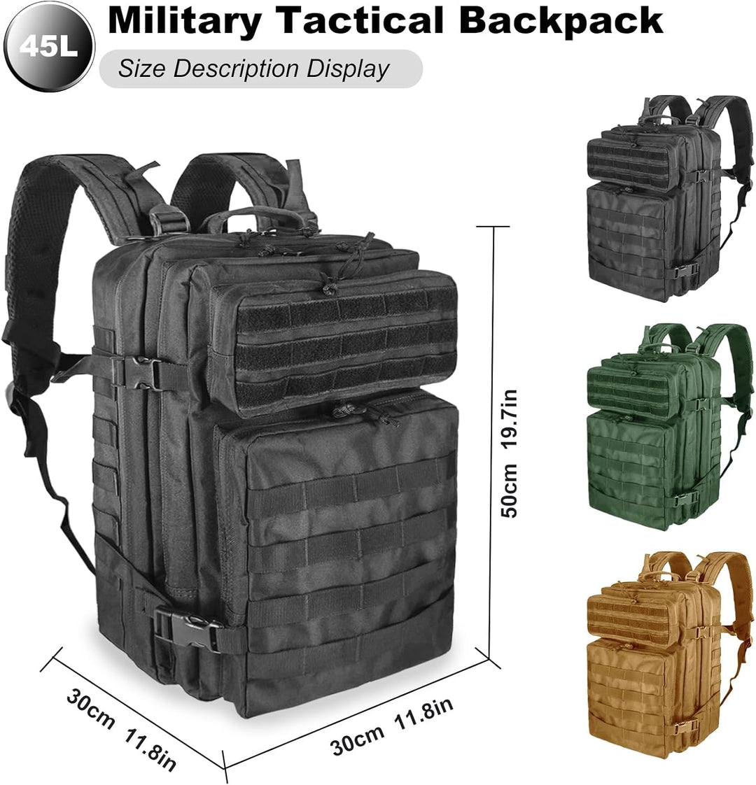 Militär Rucksack Herren,45L Gross Rucksack Wasserdicht Outdoor Assault Survival Wanderrucksack Herre