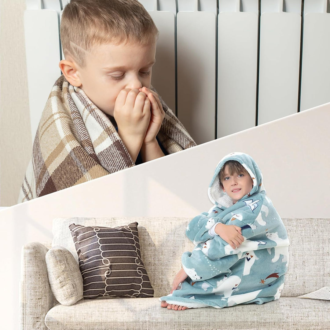 MOKANI ÜBergrossE Hoodie Decke Kinder mit äRmel Tragbare Kapuzenpullover, Super Weich Warmes Bequeme
