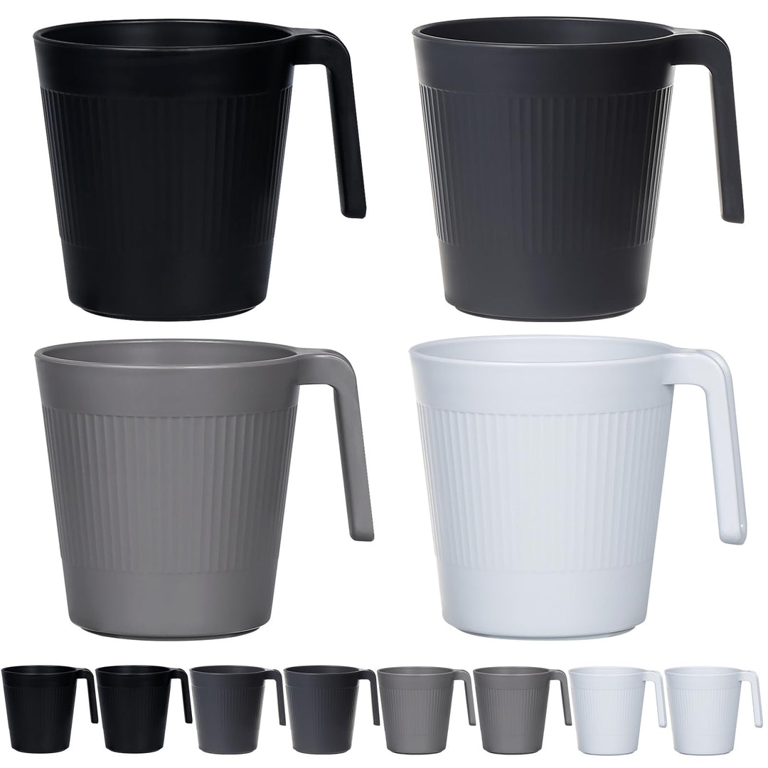 Greentainer Tasse mit Henke,Wiederverwendbare 500 ml Kaffeetassen aus Plastik,8er Trinkbecher für RV