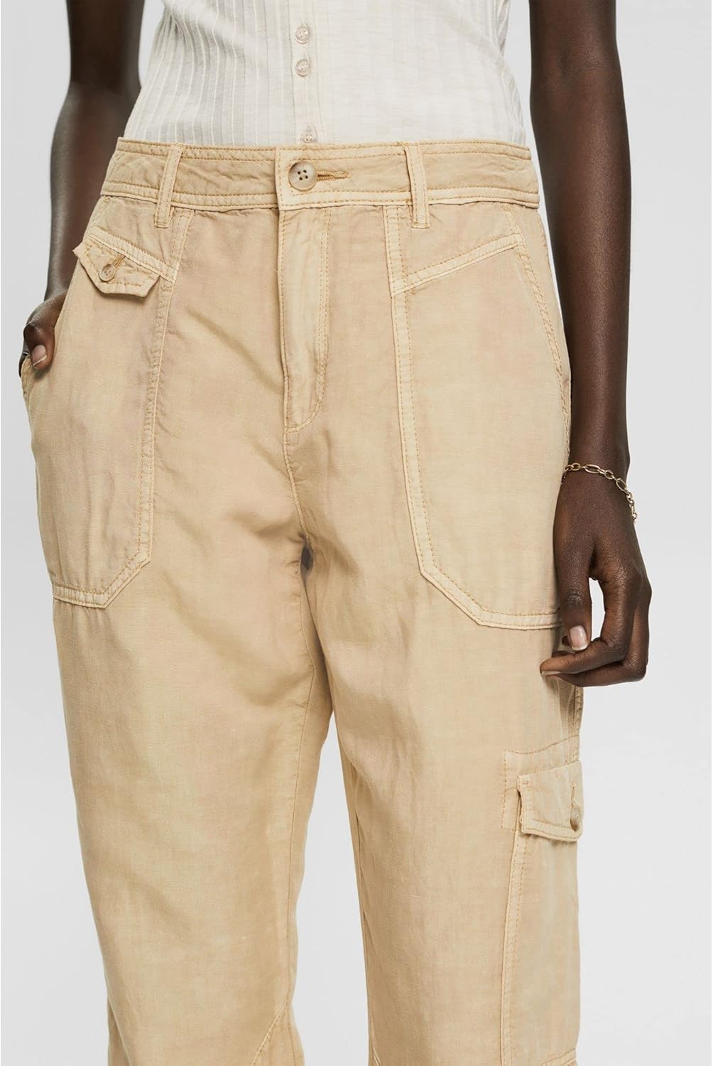 ESPRIT Damen Hose 30 285/Sand, 30 285/Sand