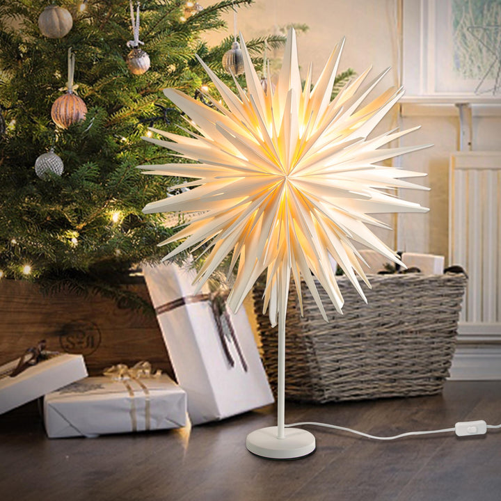 EANLOLY Stehender Weihnachtsstern Beleuchtet - LED Papierstern Weihnachten Tischlampe für Weihnachts