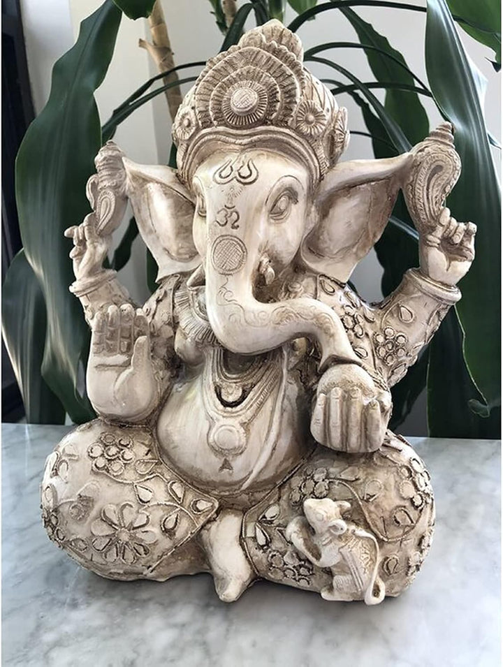 Ganesha Figur Gross Buddha Statue H-30 cm,Zen Garten Dekoration Figuren,Buddha Figur-Elefantengott,H
