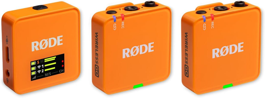Rode Wireless GO Gen 3 Drahtloses 2-Kanal Mikrofon-Funksystem Orange mit Interview GO Handadapter Or
